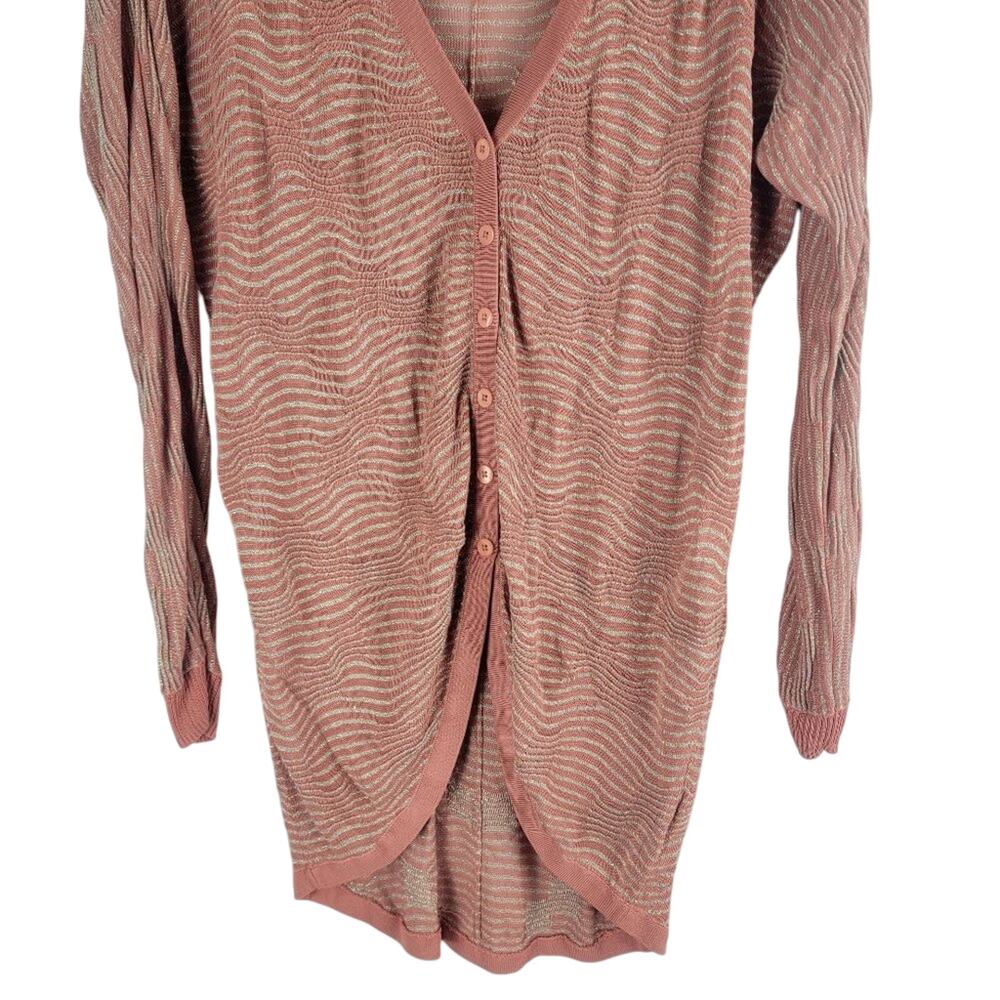 H By Halston Metallic 1/2 Button Up Cardigan Pink… - image 4